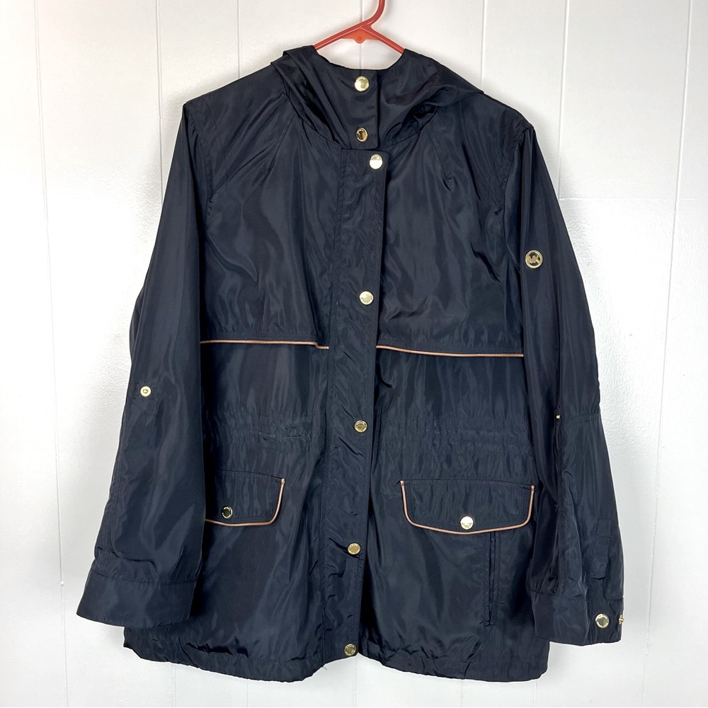 Michael Kors Hooded Navy Raincoat